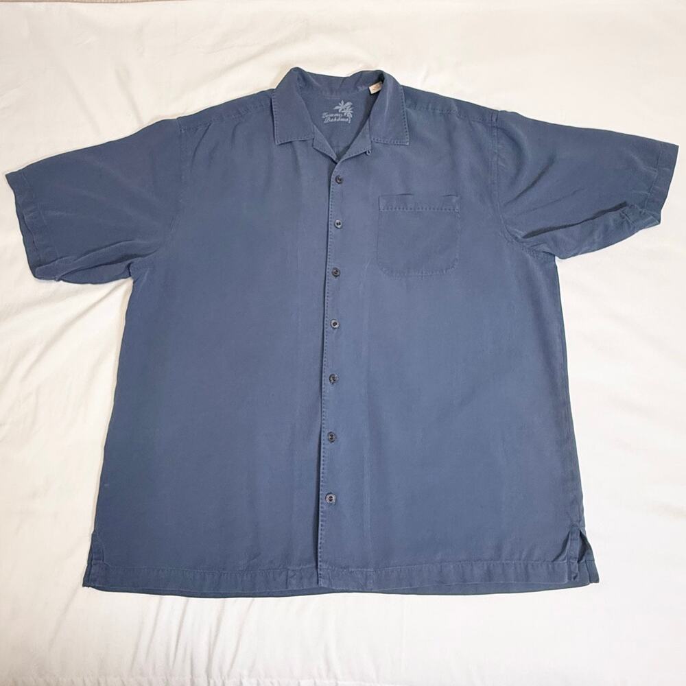 Men's Tommy Bahama Silk Camp Style Shirt Size XLT. Slate Blue.